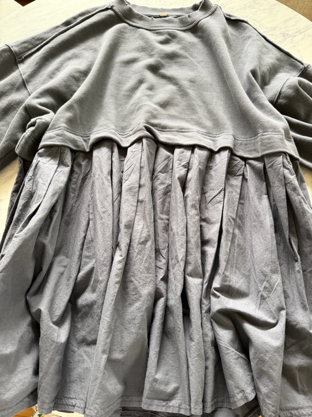 Free People Charcoal Pleated Sweatshirt Mini Dress - Picture 6 of 12